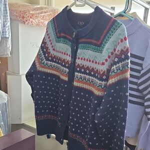 J. Crew Men's Navy and Multicolor Cardigan